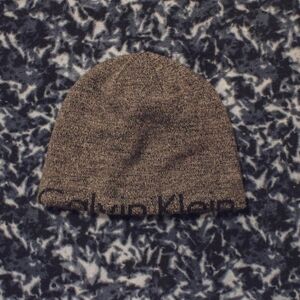 Grey Calvin Klein Hidden Rolled Logo Beanie